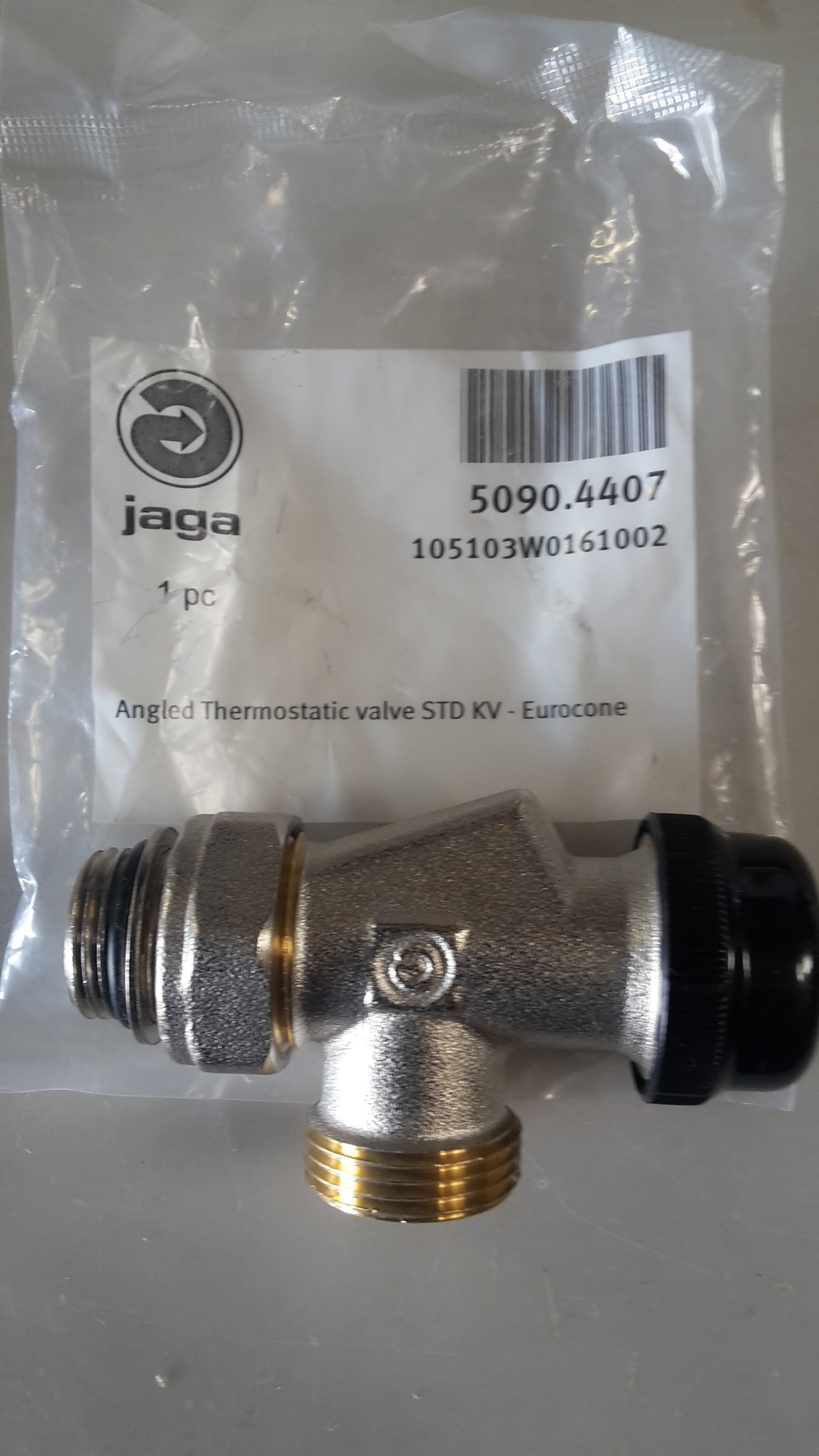 Jaga thermostaatventiel haaks/verkeerd m30x3/4E